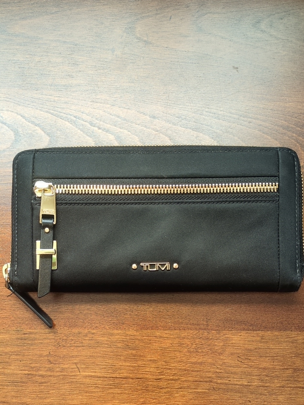 Tumi Voyageur Zip-Around Continental Wallet In Black/Gold